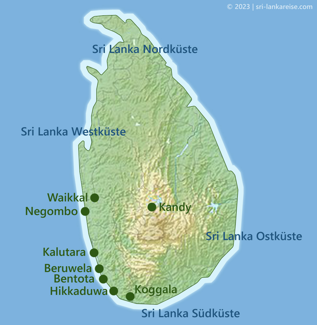 Beliebte Urlaubsorte auf Sri Lanka